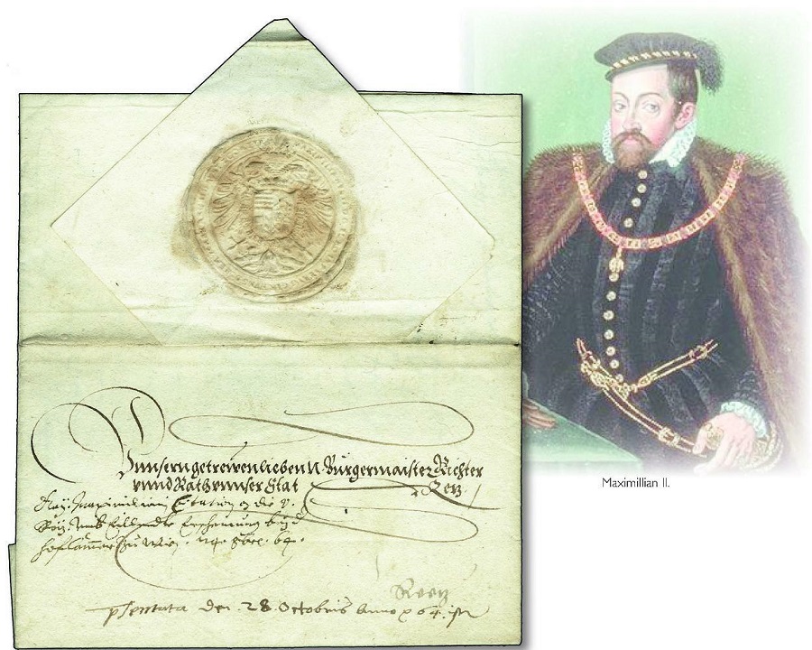 https://www.briefmarken-stari.at/bilder/1564 Kaiser Maximilian II Brief nach Retz HK 1209 Bild 1
